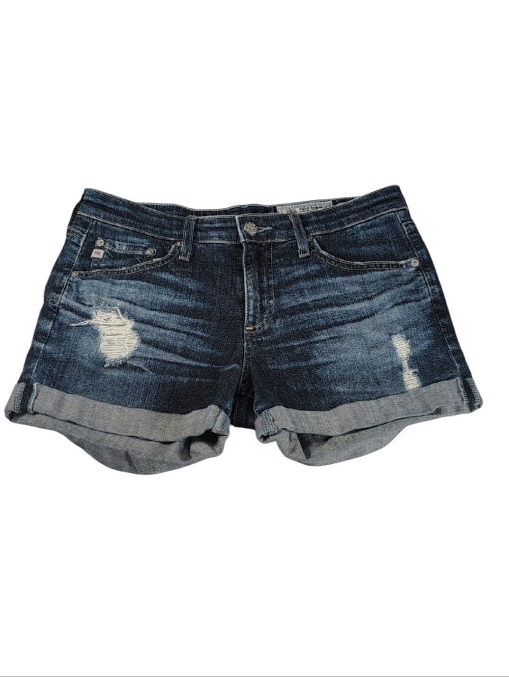 AG Denim The Hailey Ex-Boyfriend Roll-Up Shorts Distressed Size 26R